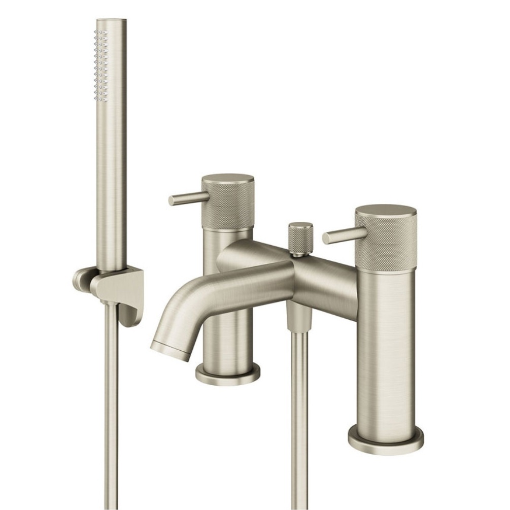 Product Cut out image of the Abacus Iso Pro Brushed Nickel Deck Mounted Bath Shower Mixer